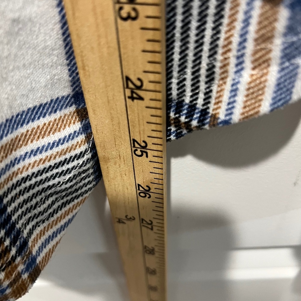 Daytrip Womens Plaid Hooded Button Up Waffle Knit Sleeve Shirt Blue Brown Size M - Picture 8 of 10